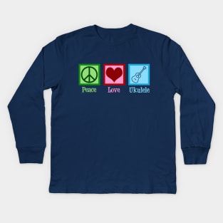 Peace Love Ukulele Kids Long Sleeve T-Shirt